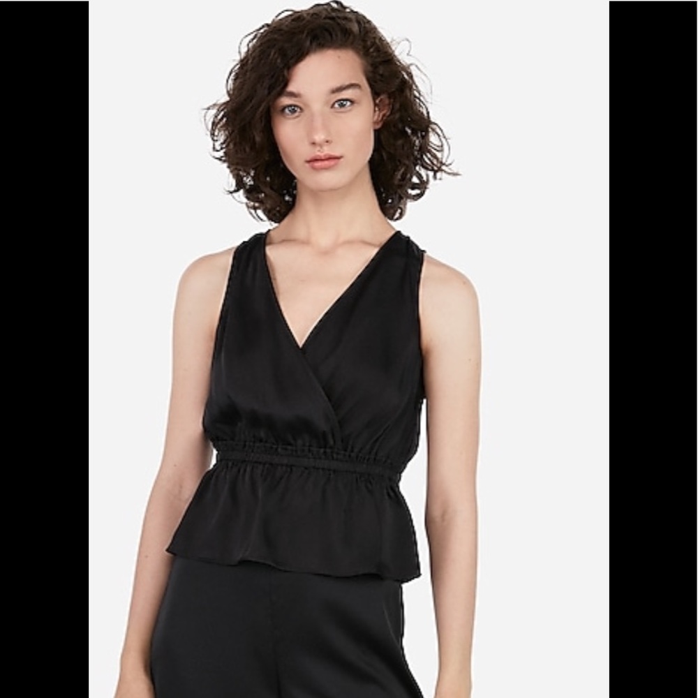 Express Silk Deep V Surplice Top